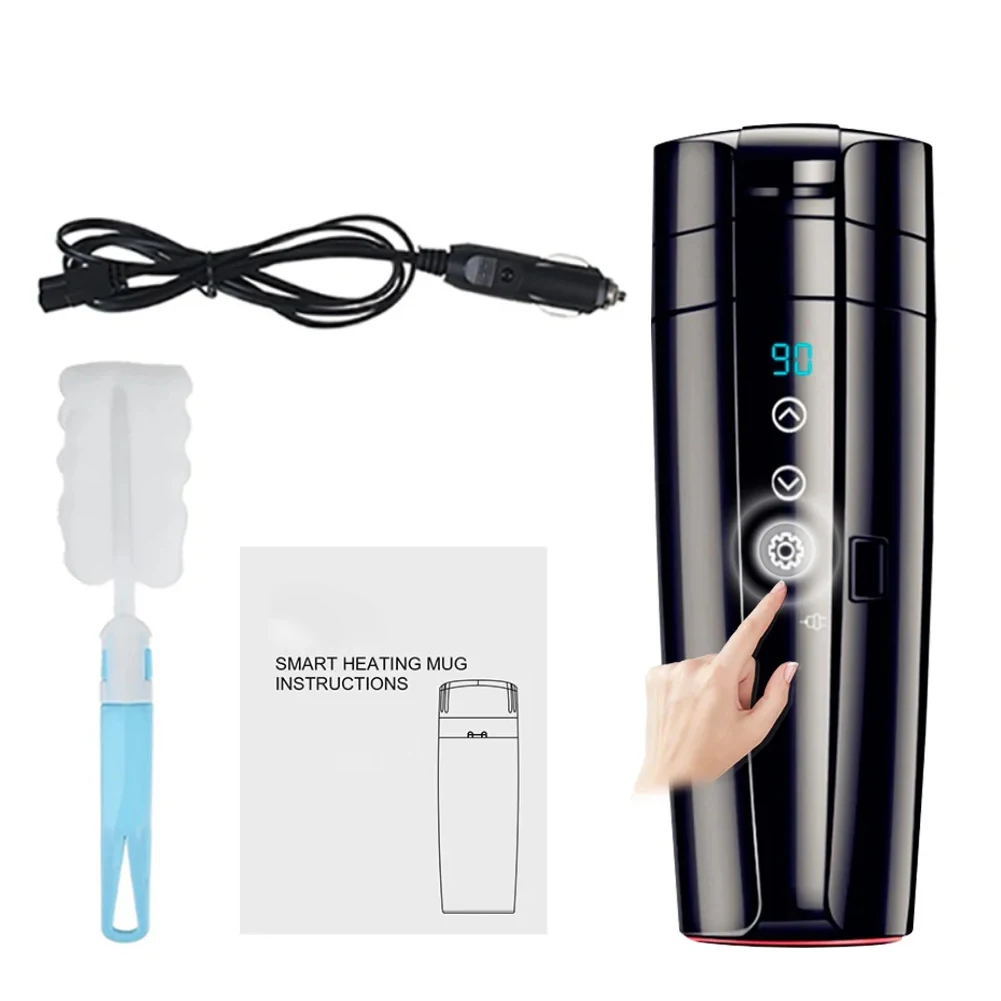 12V Electric Kettle for Car with Smart Temperature Control 304 Stainless Steel Heating Cup for Travel and Commuting