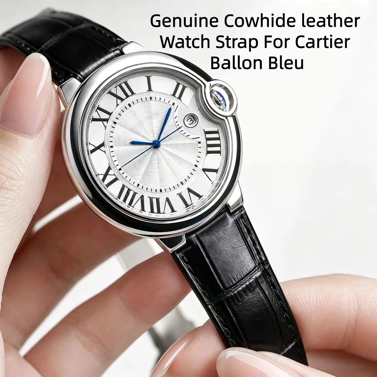 Fit For Cartier Ballon Bleu Genuine Cowhide Leather Watch Strap 14mm 16mm 18mm 20mm Leather Watch Band For Cartier Ballon Blue