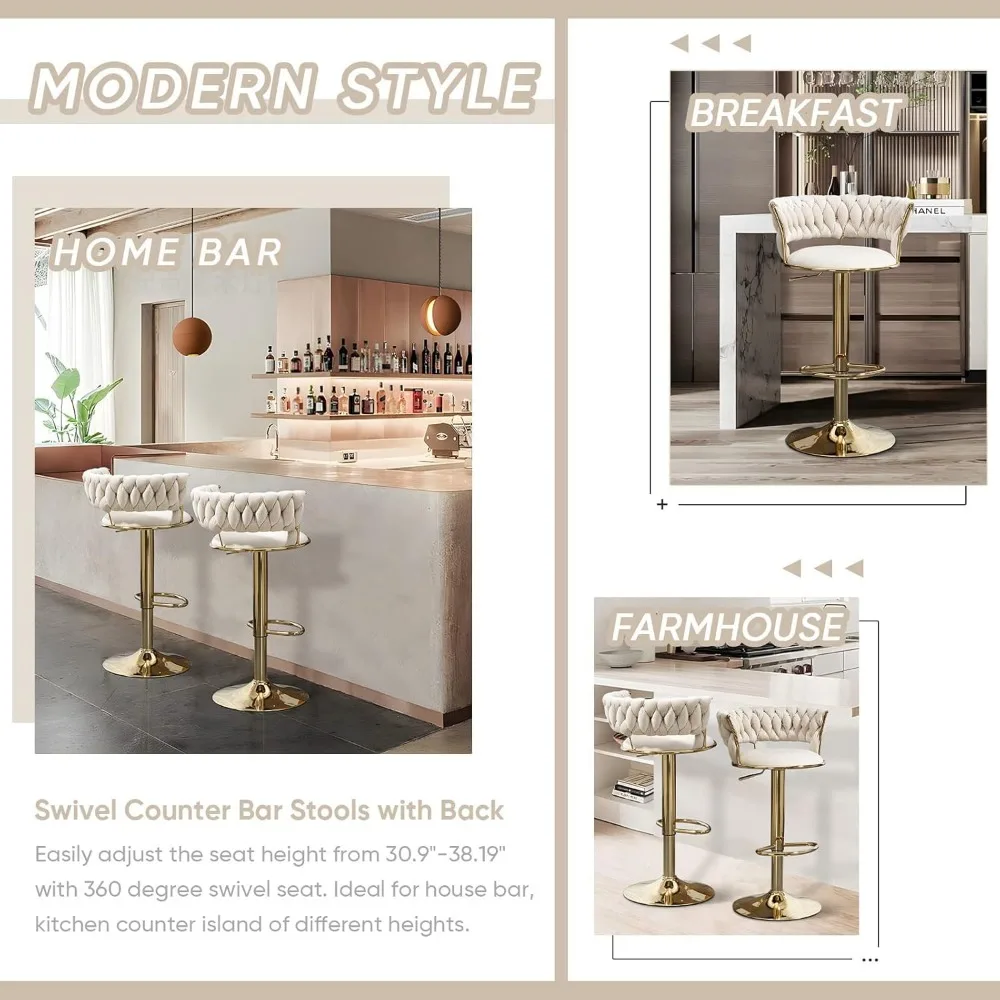 14～30インチの黒い回転式カウンターハイトスツール、快適な座面付き