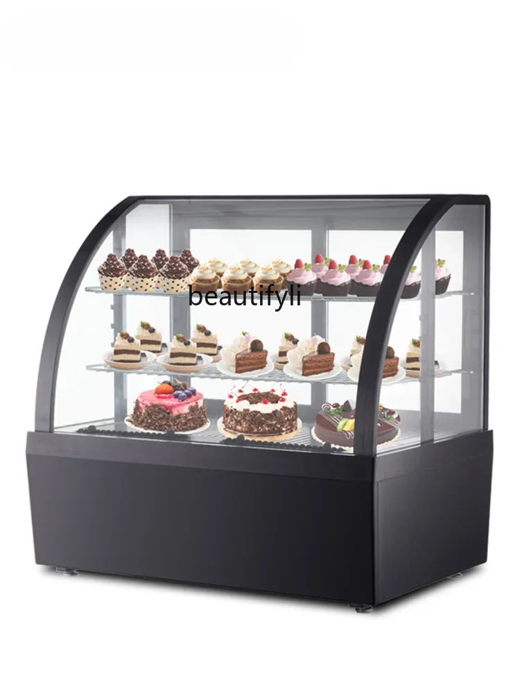 Air Cooling Frostless Desktop Display Cabinet Arc Refrigerated Cake Counter Embedded Dessert Fresh Cabinet