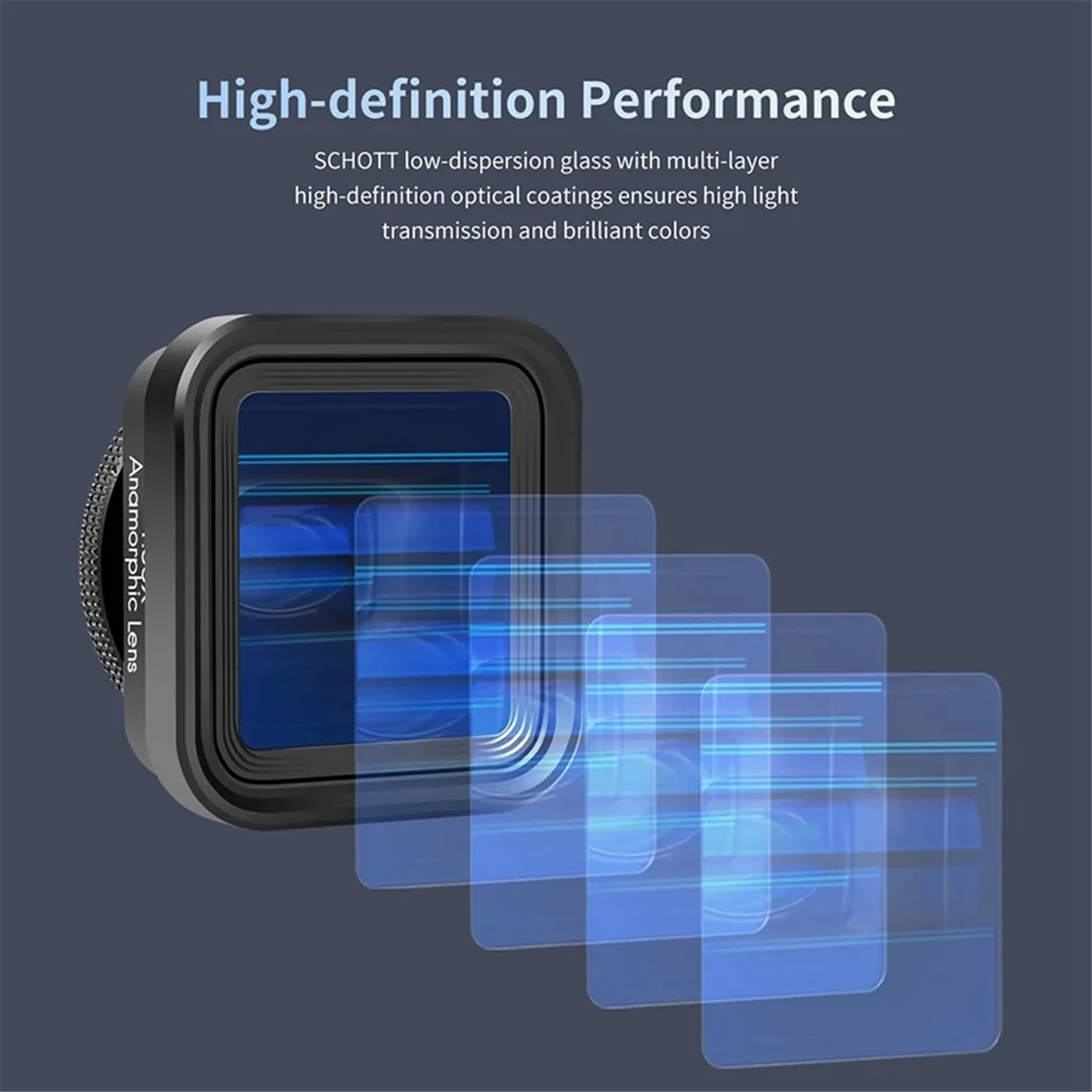 1.55X Mobile Phone Movie Lens, Wide Screen Anamorphic Lens, Blu-Ray Brushed Video Lens