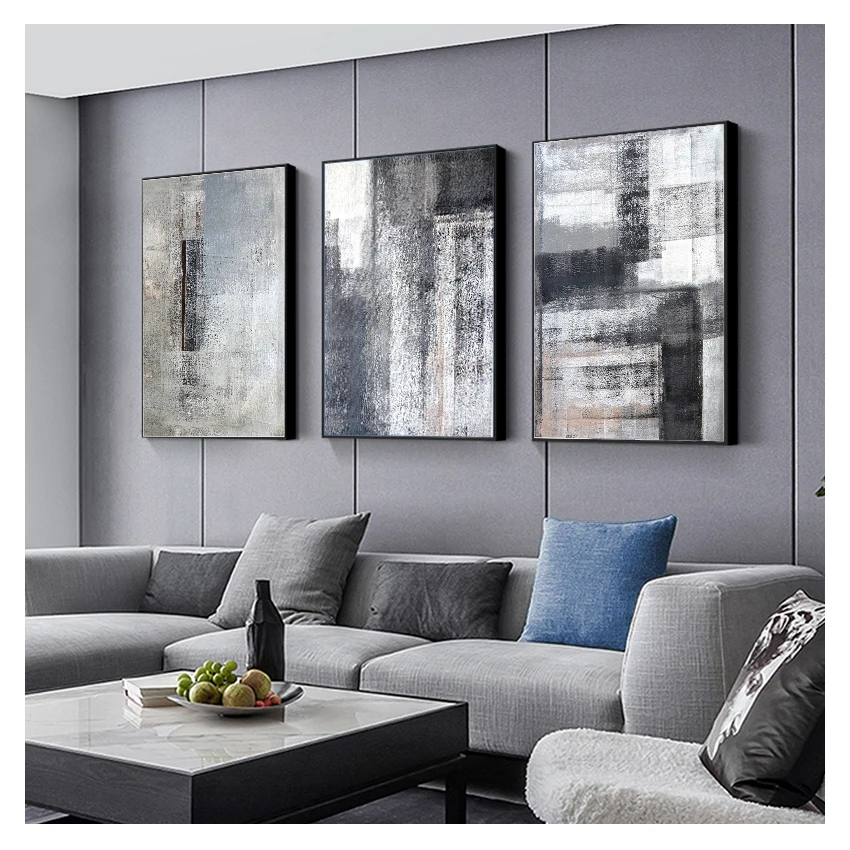 Canvas Painting Prints Abstract  line color piece Posters for Living Room Morden Home Decor Nordic Black White grey wall art