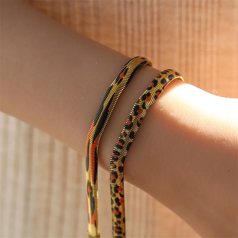 GANEMLY 316L Stainless Steel Metal Snake Pattern Chain Bracelet For Women Fashion Wrist Chain Waterproof Jewelry Bijoux Femme