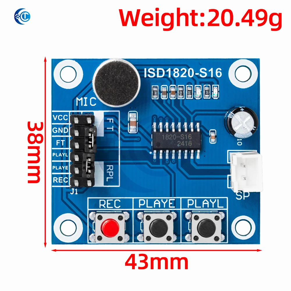 ISD1820 وحدة صوت مع ميكروفون ومكبر صوت ، لوحة هاتف ، لوحة صوت