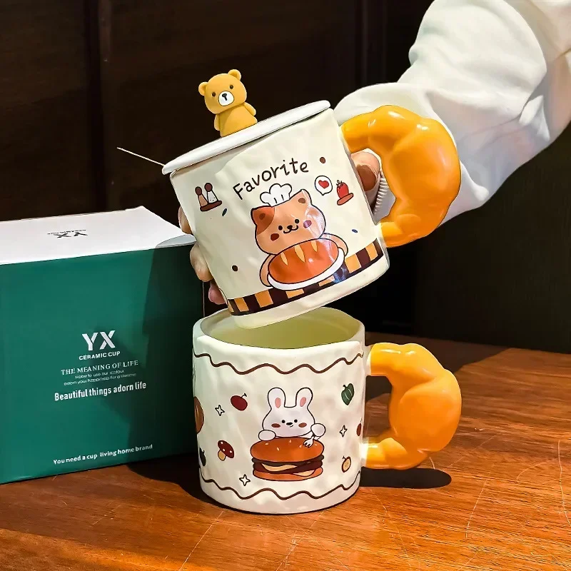 Cute Cartoon Bread Animal Ceramic Cup Mugs Gift Box for Girlfriend High Aesthetic Value Home Goods Other Materials from China
