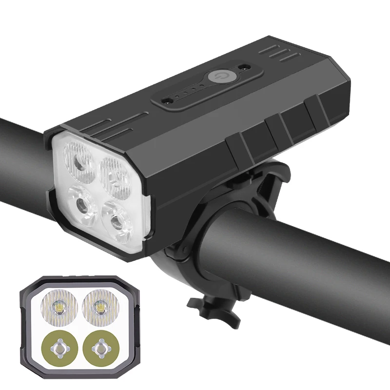 

Super Bright 5200mAh USB Rechargeable Bicycle Lamp 3000 Lumens Bike Headlight with 4T6 LED Front Light and Back Flashlight 1