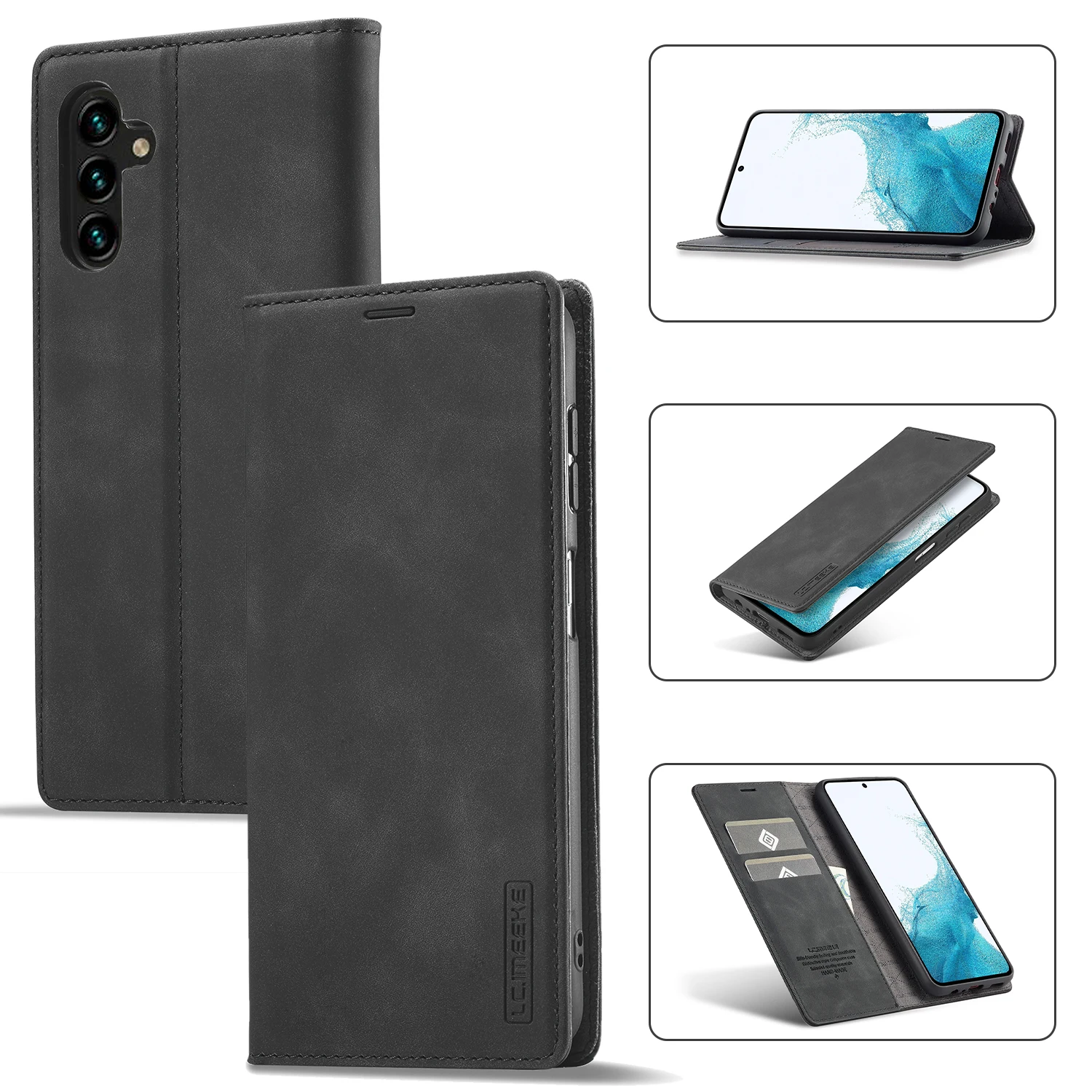 

LC.IMEEKE Luxury Flip Wallet Leather Case Stand Cover For Samsung Galaxy S25 Ultra S24 S23 FE S22 S21Plus Protective Skins Shell