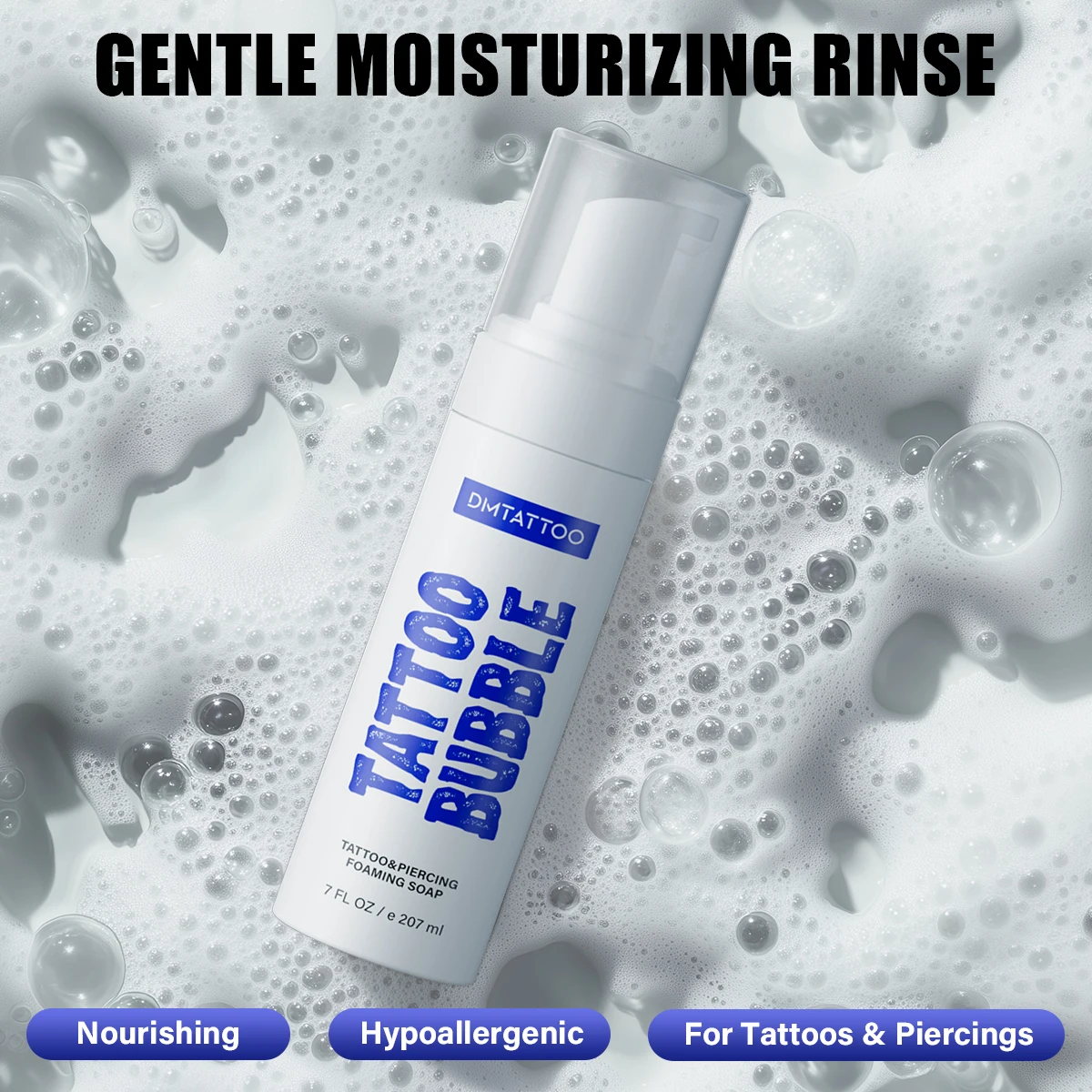 DM Tattoo Bubbles Foaming Blue Soap 207ML Made from Natural Ingredients Comfortable and Gentle Suitable for Tattoo Artists