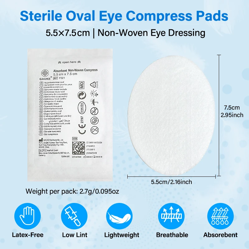 10/20/40Pcs Individually Wrapped Sterile Eye Pads, 3-Layer Thick Oval Eye Patches for Wound Care, Medical First Aid Kit Supplies