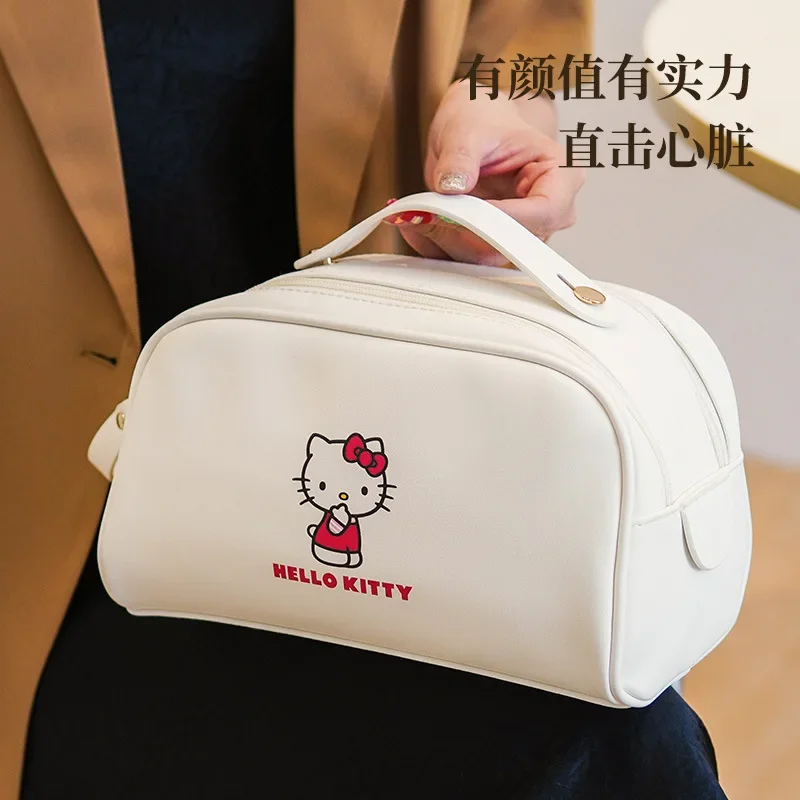 

Sweet Hello Kitty My Melody Anime Kawaii Sanrio PU Zipper Portable Makeup Bag Cute Pochacco Large Capacity Storage Bag Gifts