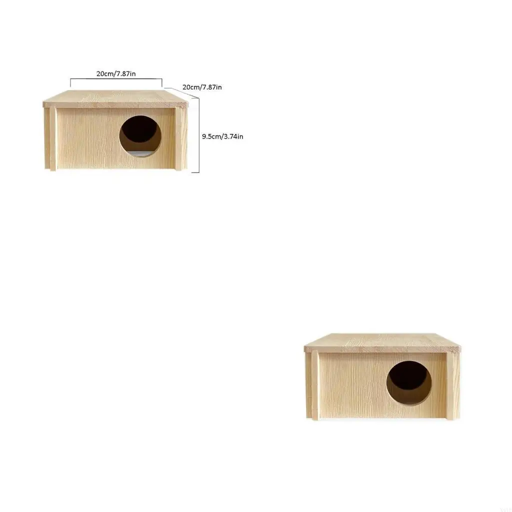 

X4YE Hamster Wooden House with Removable Roof Small Pet Hideout Easy to Clean