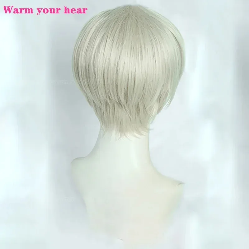 High Quality Anime COS Inumaki Toge Cosplay Wig Short Linen Grey Heat Resistant Hair Halloween Party Role Play Wigs + A Wig Cap