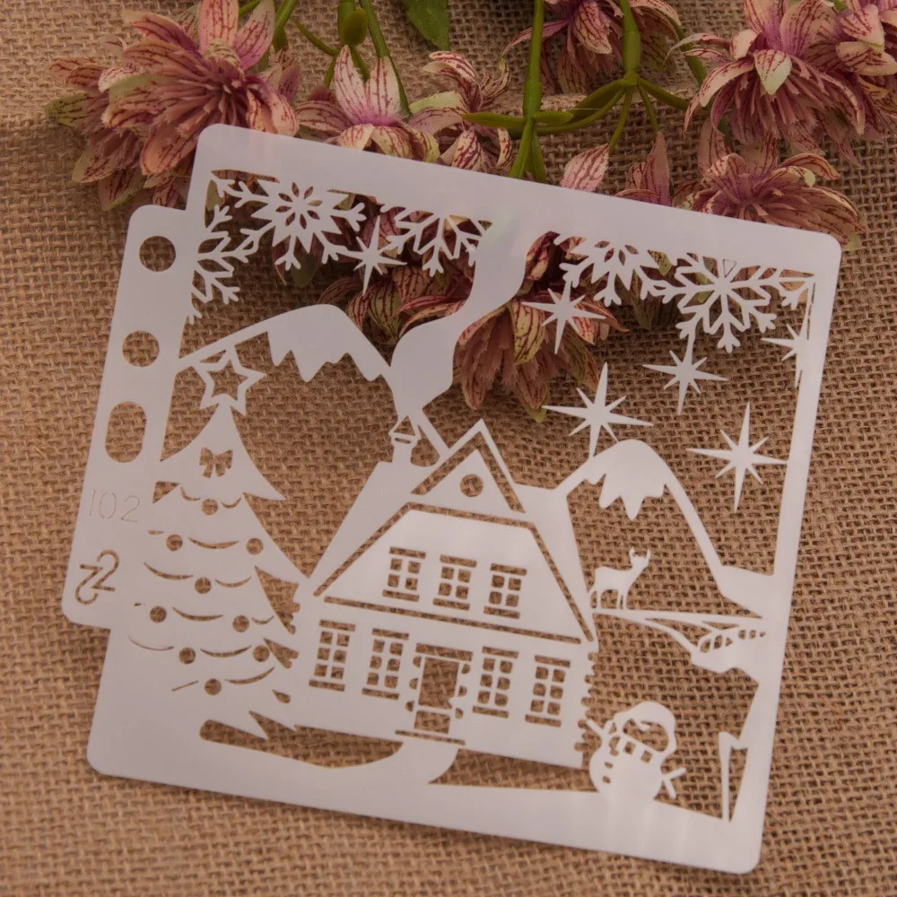 5pcs/set House DIY Layering Stencils Painting Scrapbook Coloring Embossing Album Decorative Template Art Scrapbook