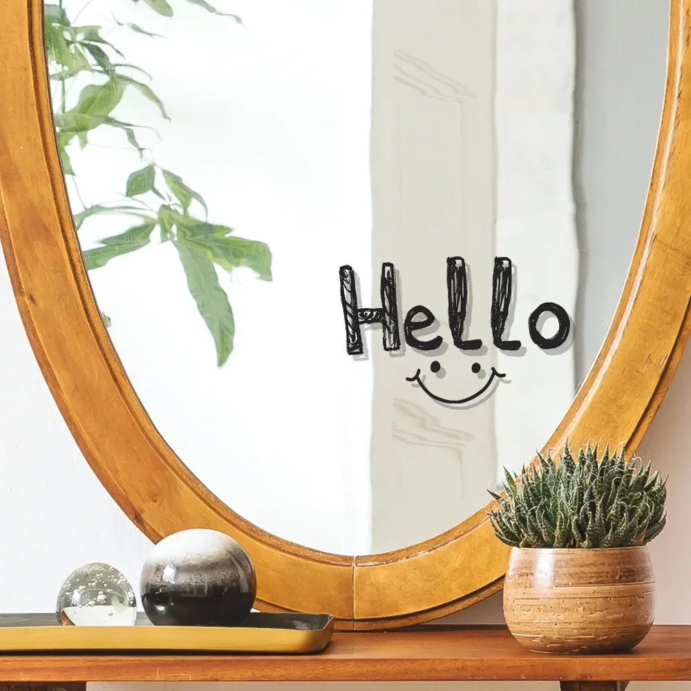 Hello Smile English Wall Stickers for Bedroom Cloakroom Mirror Window Decoration Wall Decals Home Decoration Accessories