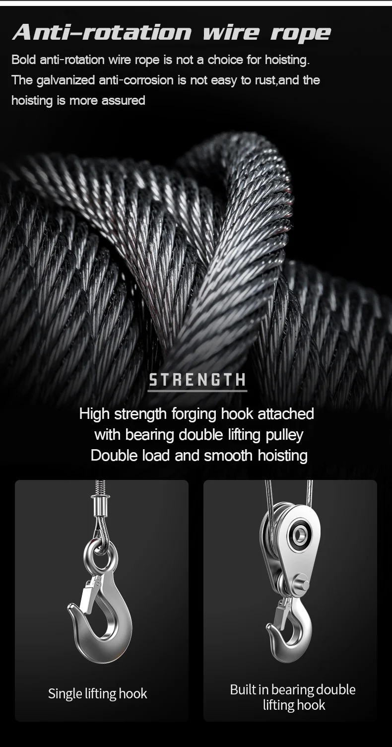 رافعة كهربائية للبناء 2 طن رافعة حبل سلك كهربائي صغير