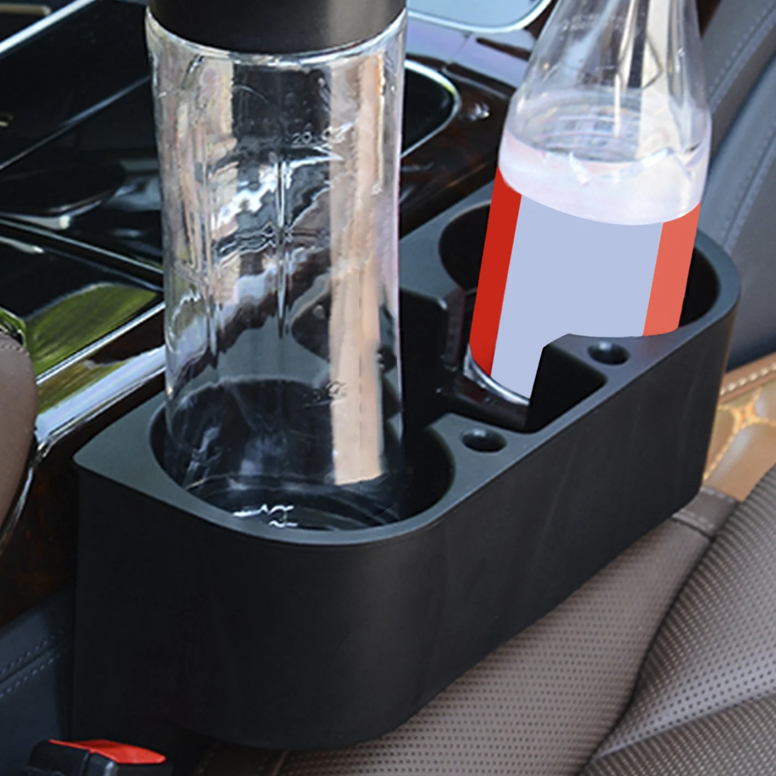 مشقوق أسود جلد صندوق مقعد السيارة ، حامل الكأس ، إضافة تخزين أنيق Vehicle #2