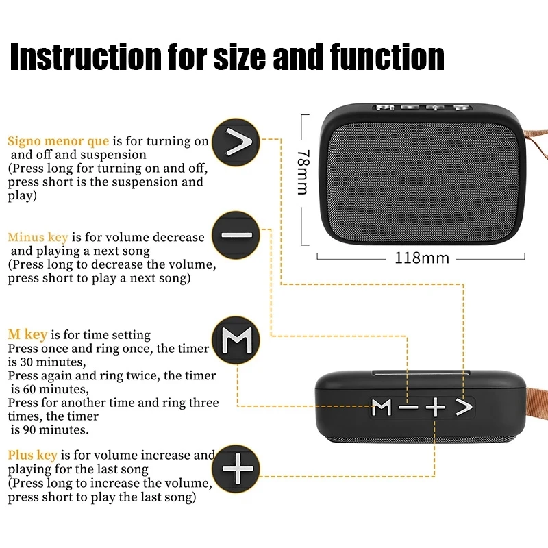 Fabric Speaker Bluetooth5.0  Wireless Connection Portable Outdoor Sports Audio Stereo Support Tf Card Mobile Phone Universal