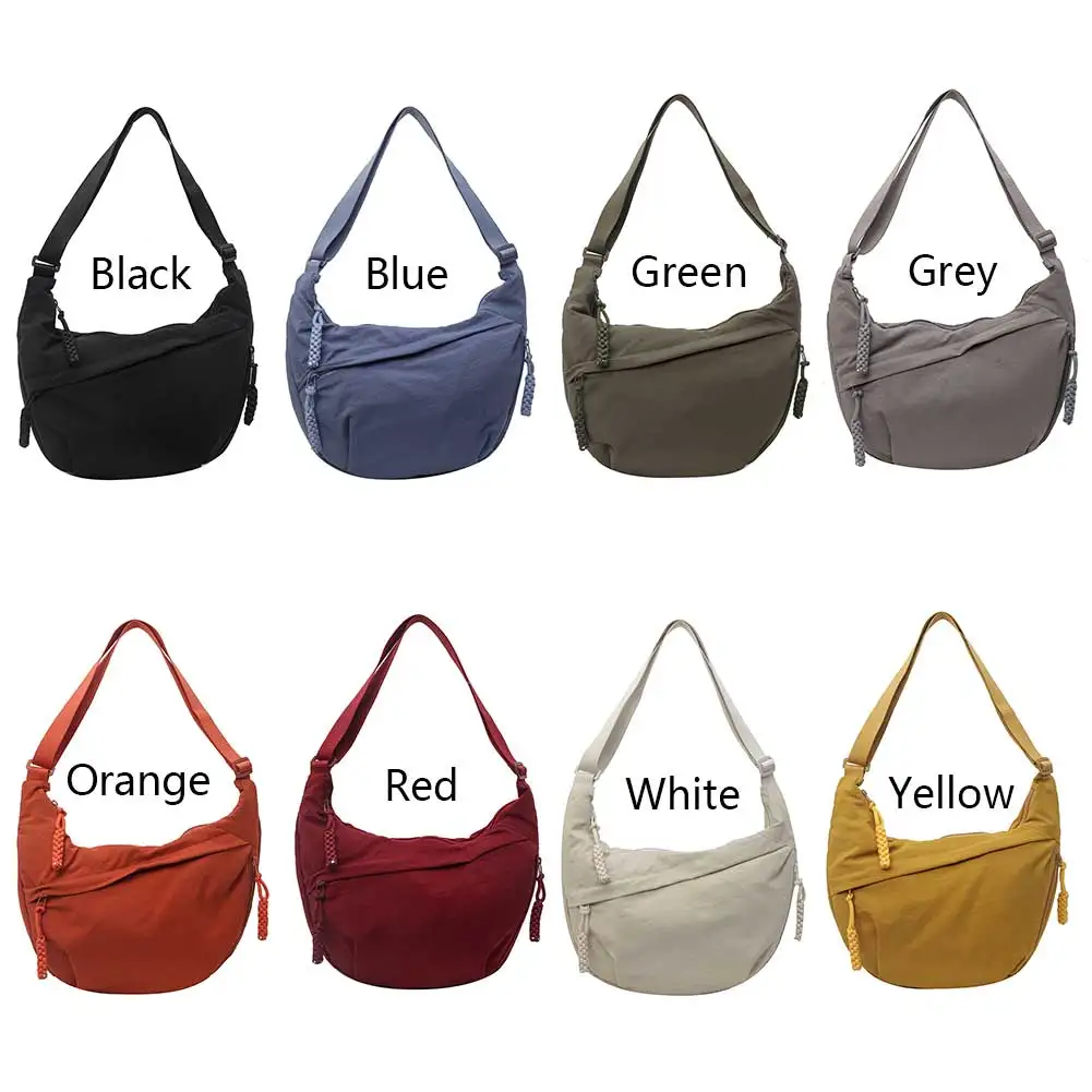 حقيبة الهلال للنساء والرجال حقائب كروس من النايلون متعددة الجيوب حقيبة رافعة حقائب هوبو واسعة حقيبة القمر حقيبة زلابية مترهل