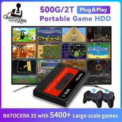 Batocera 35 2T disco duro externo portátil para juegos, Base Hyper, el mejor juego para PS3/PS2/XBOX/N64/DC/Game Cube con más de 5400 juegos Sata 3,0