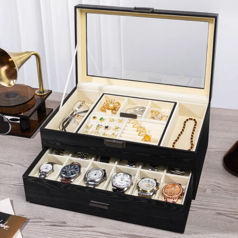 Vintage Jewelry Storage Box Luxury Rings Wrist Watch Organizer Cases Lockable Jewelry Boxes Fashion Trinkets Storages Container