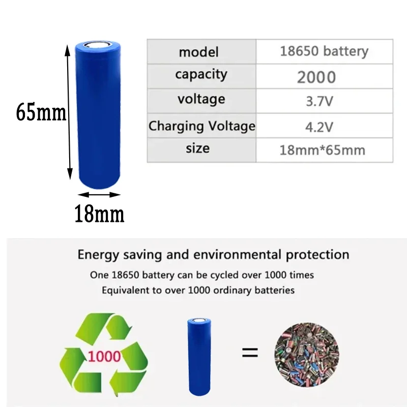 100% Original 18650 Batterie 3,7V 2000mAh entladung 18650 Li-Ion batterie  rechargable Batterie für taschenlampe