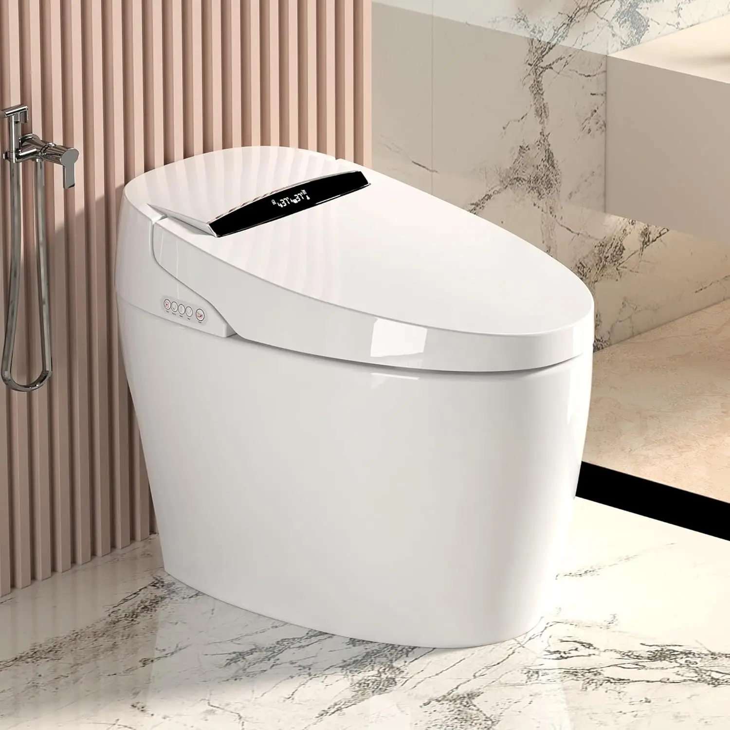 Smart Toilet with Heated Bidet Seat – Intelligent Auto Open/Close Toilet with Warm Water Wash, Dryer & Hands-Free, Customized