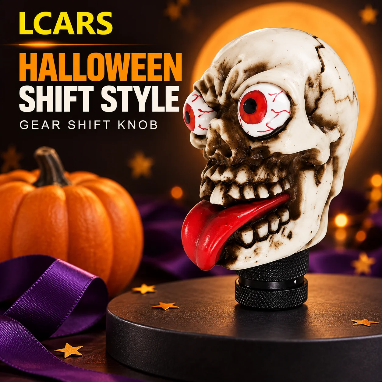 LCARS Halloween Gear Shift Knob, Playful Character Design with Adapters, Universal Fit for Compatible Cars, Fun Interior Accessory, Not for Vehicles Requiring Button to Shift Gears