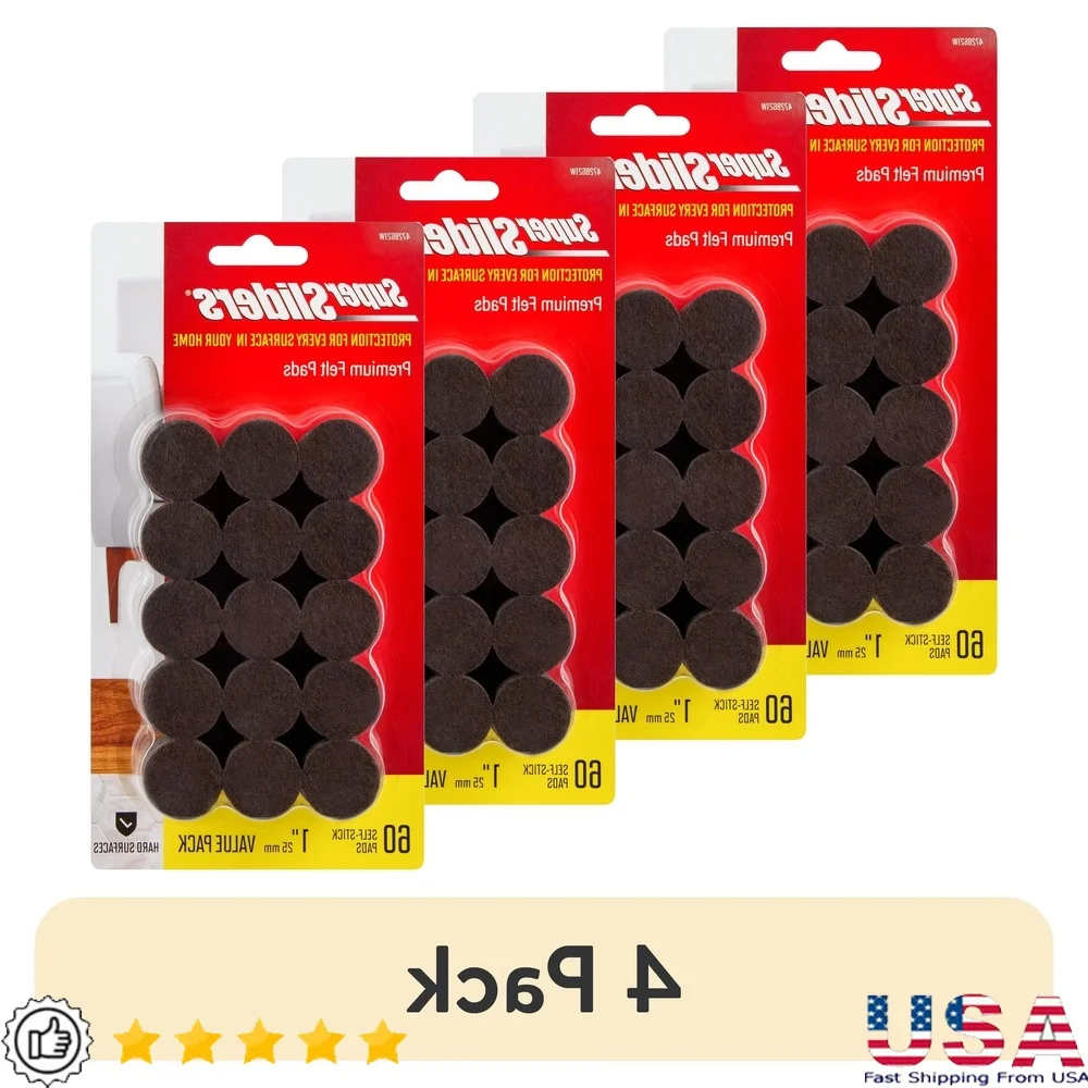 

60 Pack Self Stick Felt Furniture Pads 1 Inch Round Protect Floors Hardwood Tile Laminate Vinyl Heavy Duty Adhesive Indoor Use