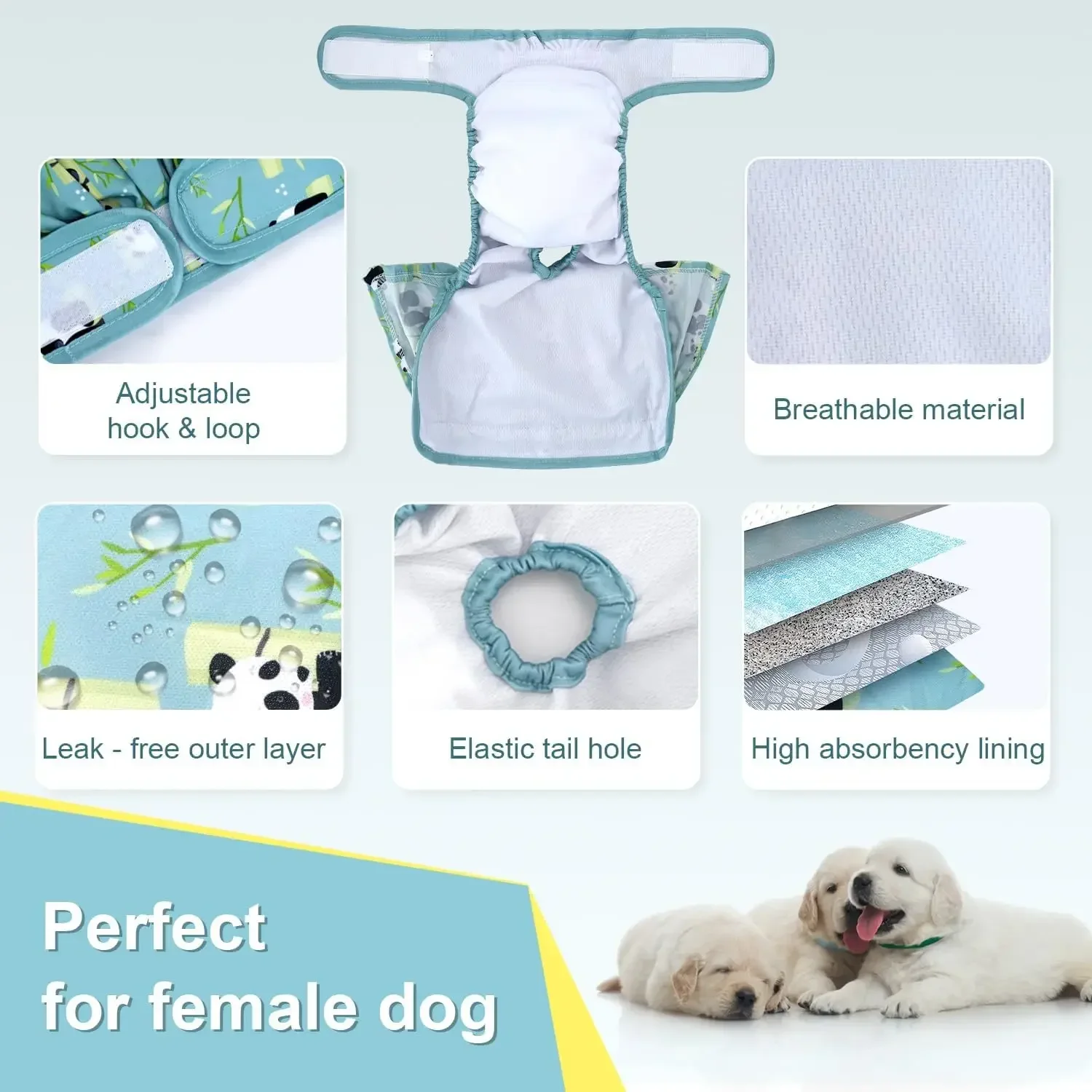 Fraldas laváveis para cães femininos, fraldas reutilizáveis para cachorros, doogie em calor, altamente absorventes, fralda para cães femininos para incontinência de calor de animais de estimação