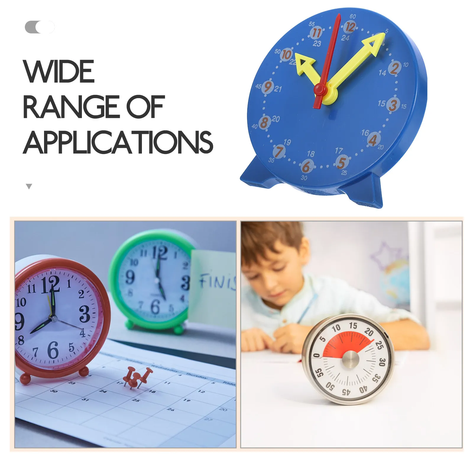 Teaching Clock for Kids Learning Time Three Hand Linked Educational Math Tool Bright Colorful Design Battery Free Classroom Wall view 5