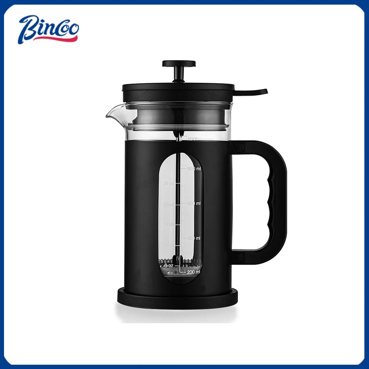 Bincoo 1000ml French Press Coffee Pot with Steel Filter Heat Resistant Borosilicate Glass Coffee Pot Brewing Pot Barista Tools