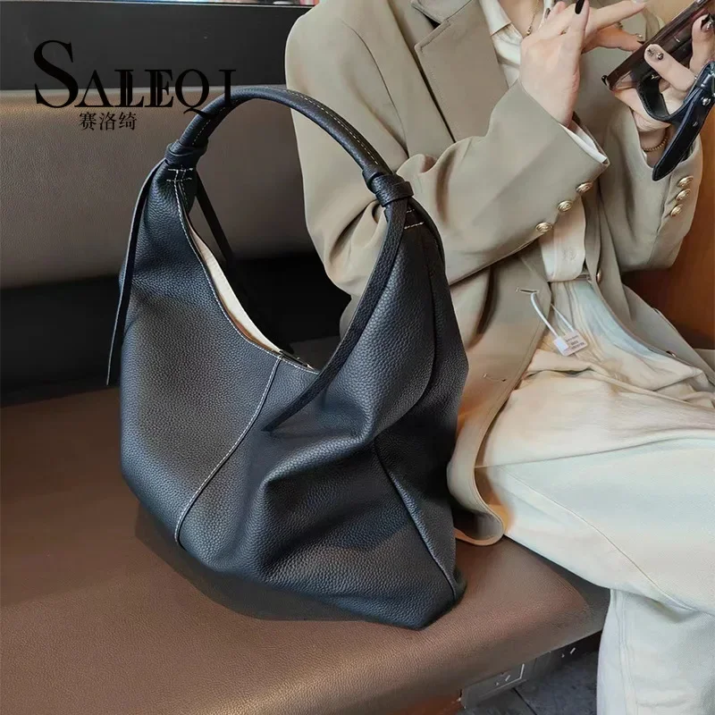 Genuine leather high-capacity women\'s bag  casual and lazy style tote bag  new one shoulder trendy underarm bag
