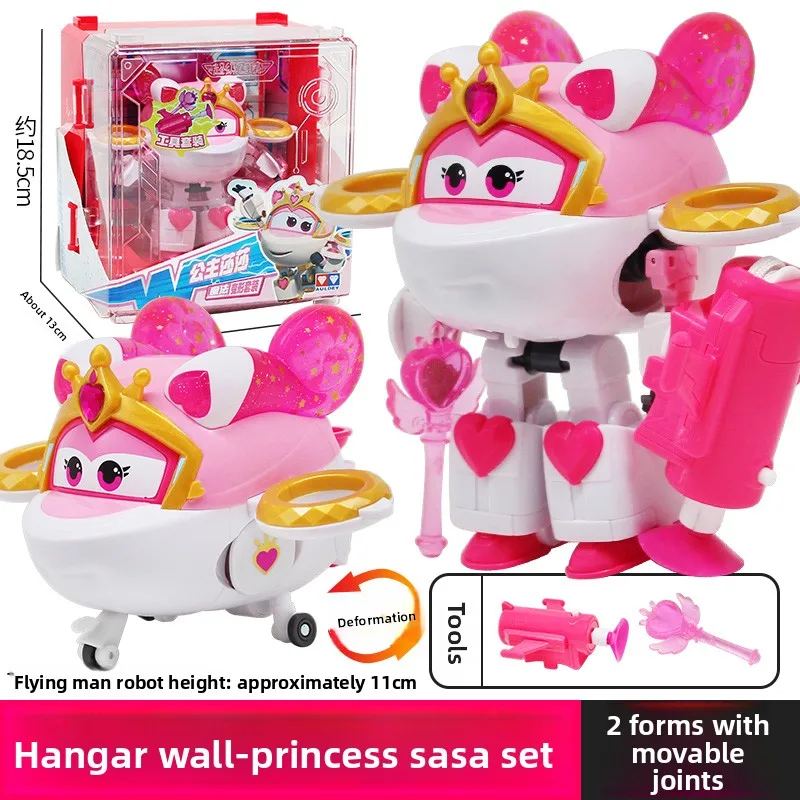 Auldey Super Wings Big Hangar Transformation Robot Princess Salsa مع مجموعة ألعاب مهنية سحرية للأولاد والبنات والأطفال هدية عيد الميلاد