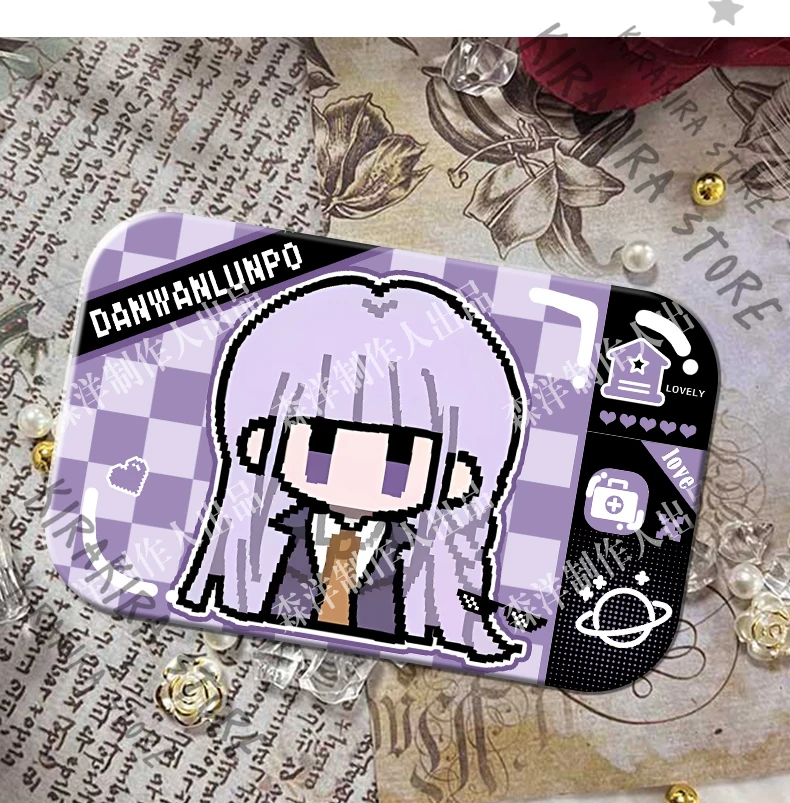 Danganronpa Kokichi Oma Kaede Akamatsu Q نسخة مستطيل شارة تأثيري أنيمي دبوس الصدر جمع بروش شعار قلادة