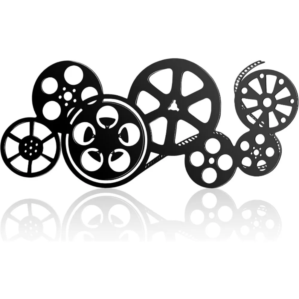 1 Piece Black Metal Movie Reel Wall Art, Vintage Film Theater Decor for Home & Studio