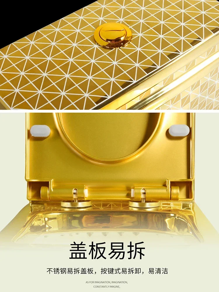 Customized European-Style Square New Golden Toilet Large Pipe Anti-Blocking Washdown Golden Toilet Mute Water Saving