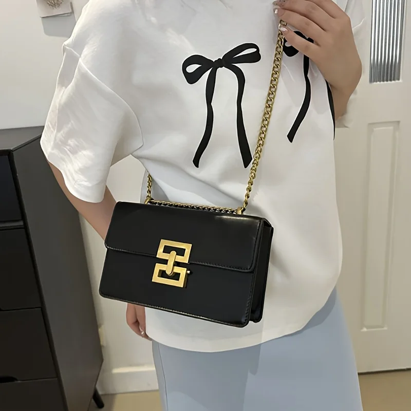 Women's New Moon Bag, Retro Chain, Large Capacity Small Square Bag, Fashionable and Versatile Pu Leather Shoulder Bag, Crossbody Bag - view 5