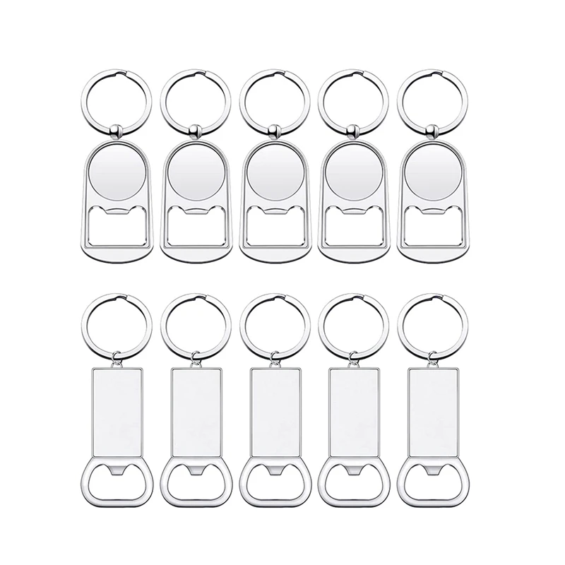 Sublimação Blanks Chaveiros, Abridor De Garrafas De Metal Em Branco, Chaveiros, Retângulo, Transferência De Calor, Sublimação Chaveiros, 10Pcs