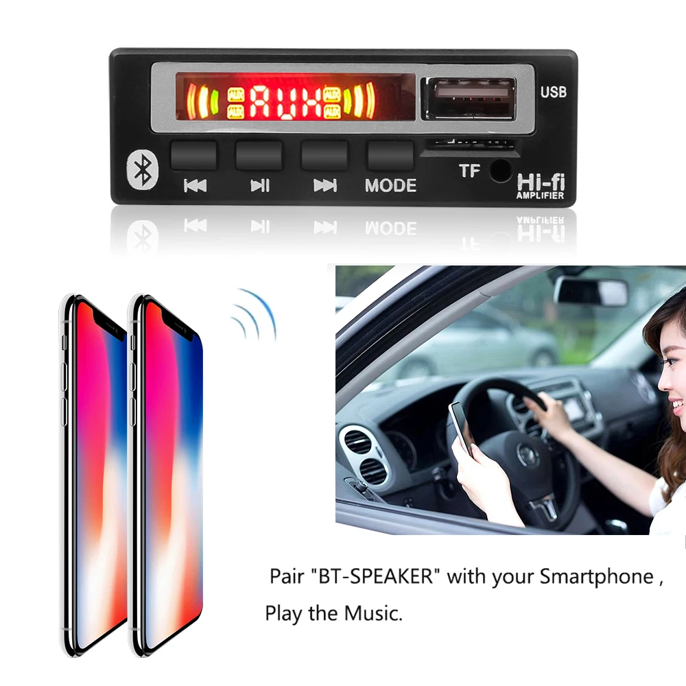 DC 12V Bluetooth 5.0 Car Kit Wireless MP3 Decoder Board Audio WMA Car Music Player Module Lossless Audio USB AUX TF Radio