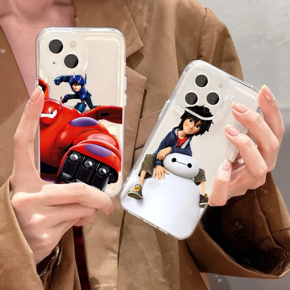 MINISO Disney Big Hero 6 Baymax Phone Case For iPhone 15 14 13 12 11 Mini Pro Max X XR XSMax 7 8 Plus SE20 Transparent Cover