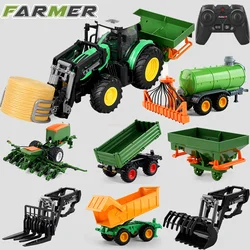 New Simulation Electric Rc Car Farmer Tractor Combine Harvester Multi Accessory Farm Remote Control Car Toy For Children Gifts