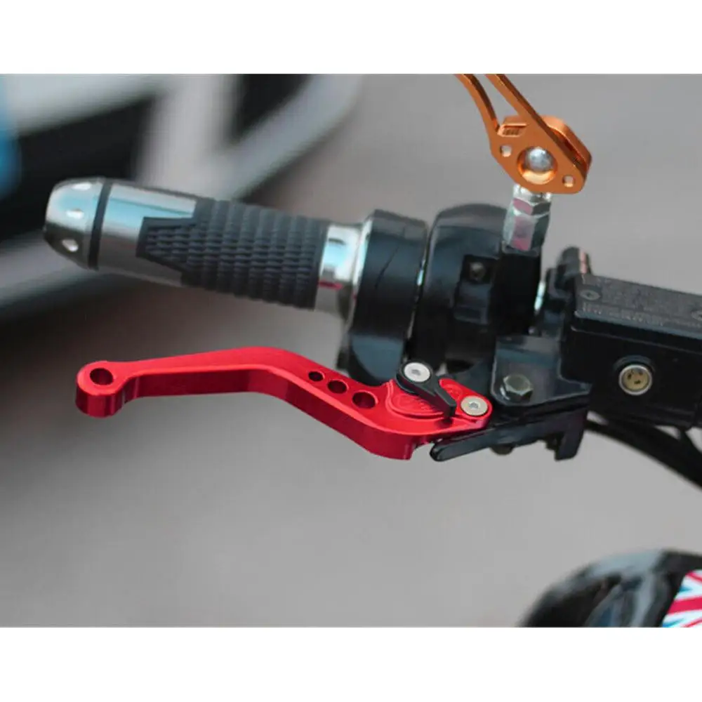 1 زوج أحمر-أسود GY6 دراجة نارية قابل للتعديل مكبح قرصي مخلب رافعة مقبض قبضة