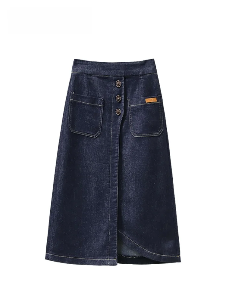 

High Waist A-Line Denim Skirt for plus Size Women Summer Casual Loose Faionable f-length Skirts Cotton Blend