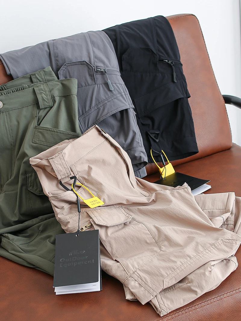 

Мужские уличные рабочие брюки, летние тонкие, дышащие, с несколькими карманами, прямые длинные брюки, повседневные модные городские брюки