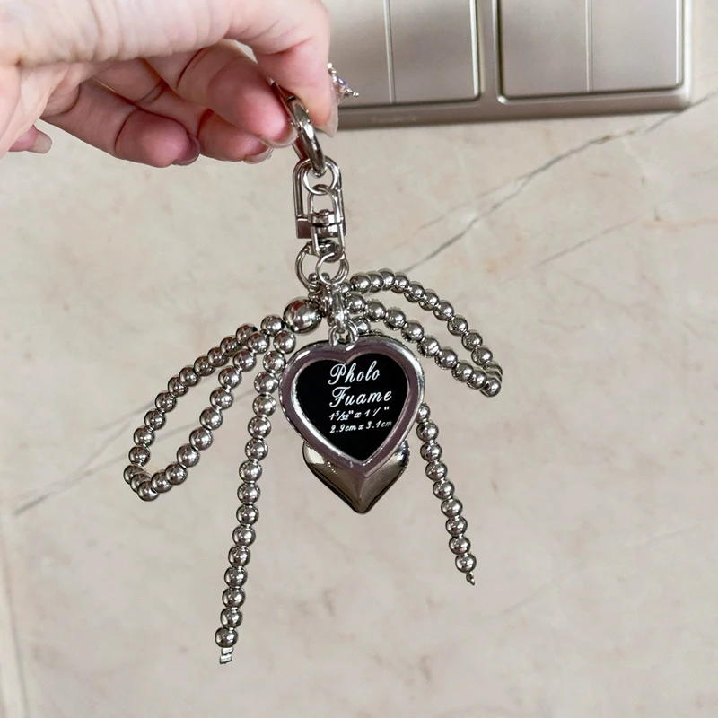Cute Bowknot Heart Keychain Creative Imitation Pearl Key Chain Delicate Phone Lanyard Women Girl