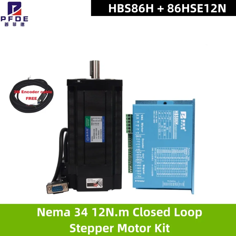 Nema 34 12N.m Closed Loop Stepper Motor Kit Hybird Servo Driver 86 2 Phase Stepper Motor  HBS86H + 86HB250-156B