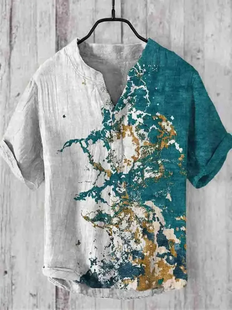 Camisa hawaiana social para hombre, ropa informal de manga corta, Serie de Vida Marina, estampada, vacaciones, elegante, estilo de lujo, Comercio Exterior