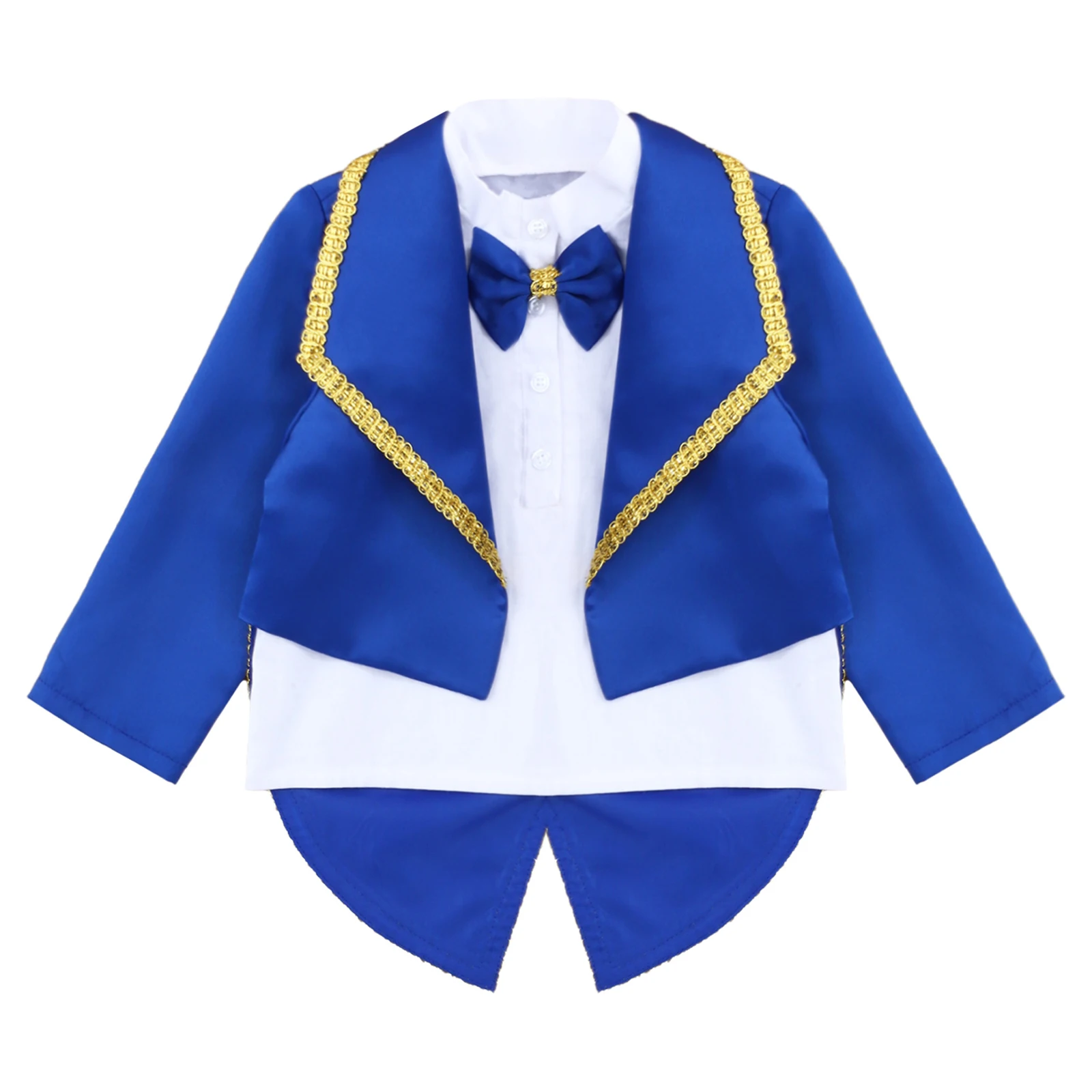 Baby Boys Christening Wedding Gentlemen Blazer Long Sleeve Bow Tie Fake Two Piece Tuxedo Christmas Halloween Cosplay Costume