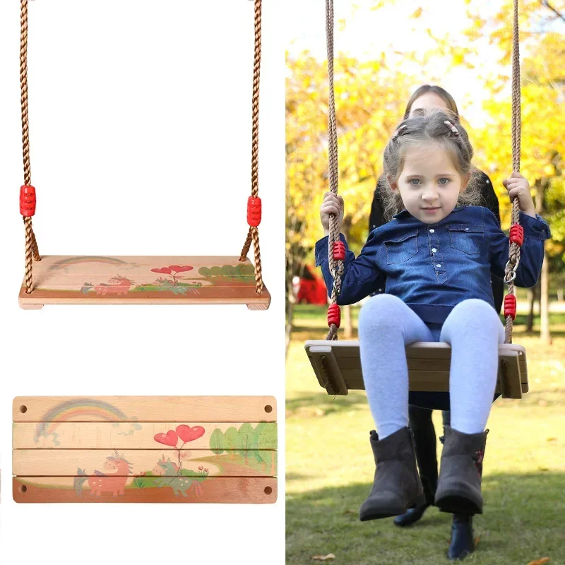 أرجوحة خشبية مطلية عالية الجودة للأطفال، تصميم حبل آمن، ألعاب حسية، ألعاب عائلية للأطفال، لعب تنموي ممتع في الفناء الخلفي
