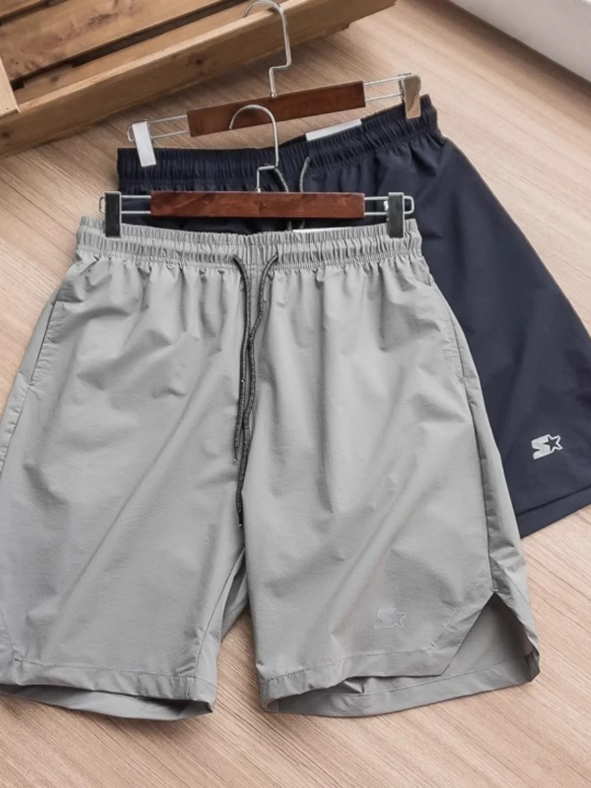 

Мужские летние спортивные шорты из ледяного шелка, очень большие размеры, быстросохнущие, повседневные, длиной до колена, пляжные, свободного кроя, дышащие